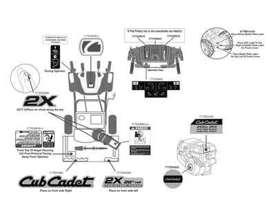 Label Map Diagram and Parts List for 2X26-INCHHP (31AM5CVS710)(2017) Cub Cadet Snow Blower